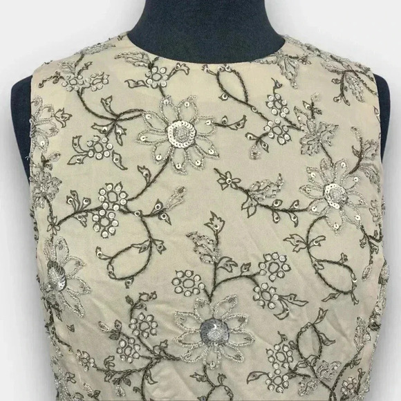 JONES NEW YORK PETITE ladies sleeveless silk embellished blouse cream 14P - Picture 5 of 10